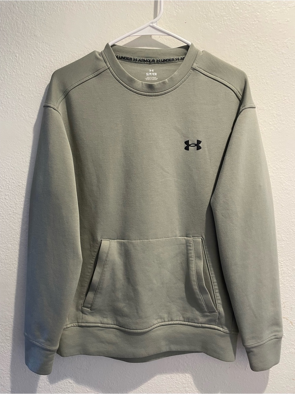 Under Armour Unstoppable Fleece Sweatshirt Mens Small Green Crewneck Pocket